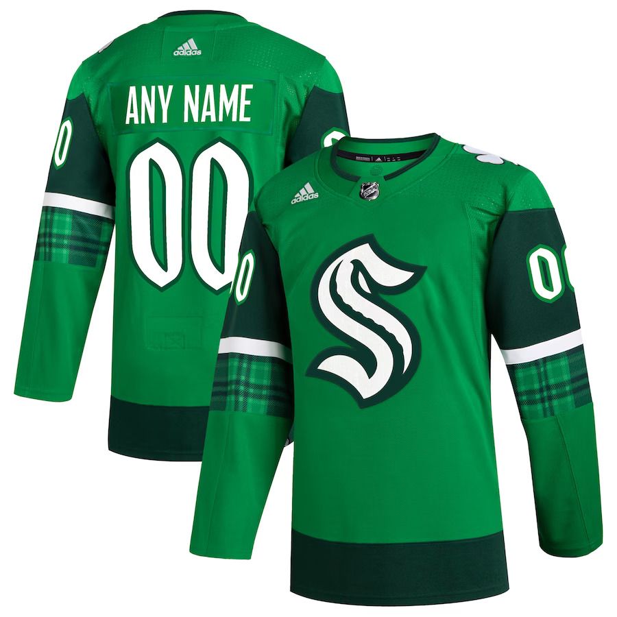 Men Seattle Kraken adidas Kelly Green St. Patricks Day Authentic Custom NHL Jersey->more nhl jerseys->NHL Jersey